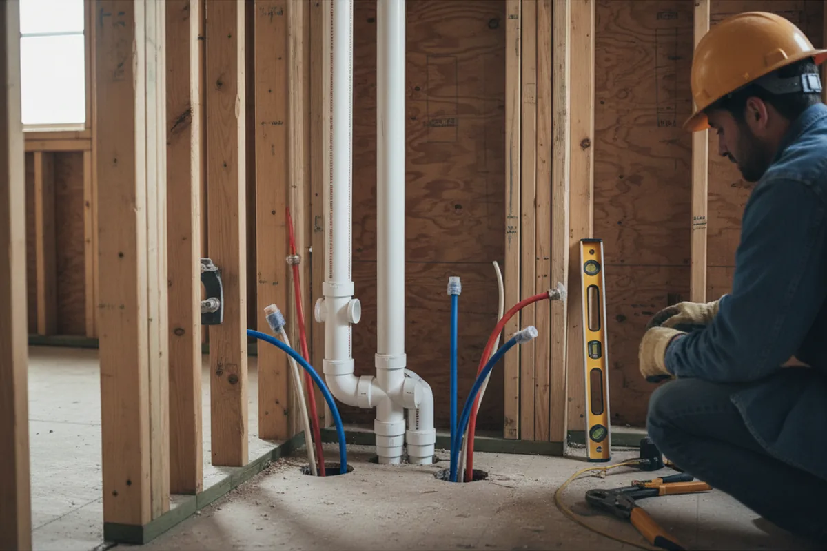 Drain and supply rough-in during Drain Cleaning in North Falmouth