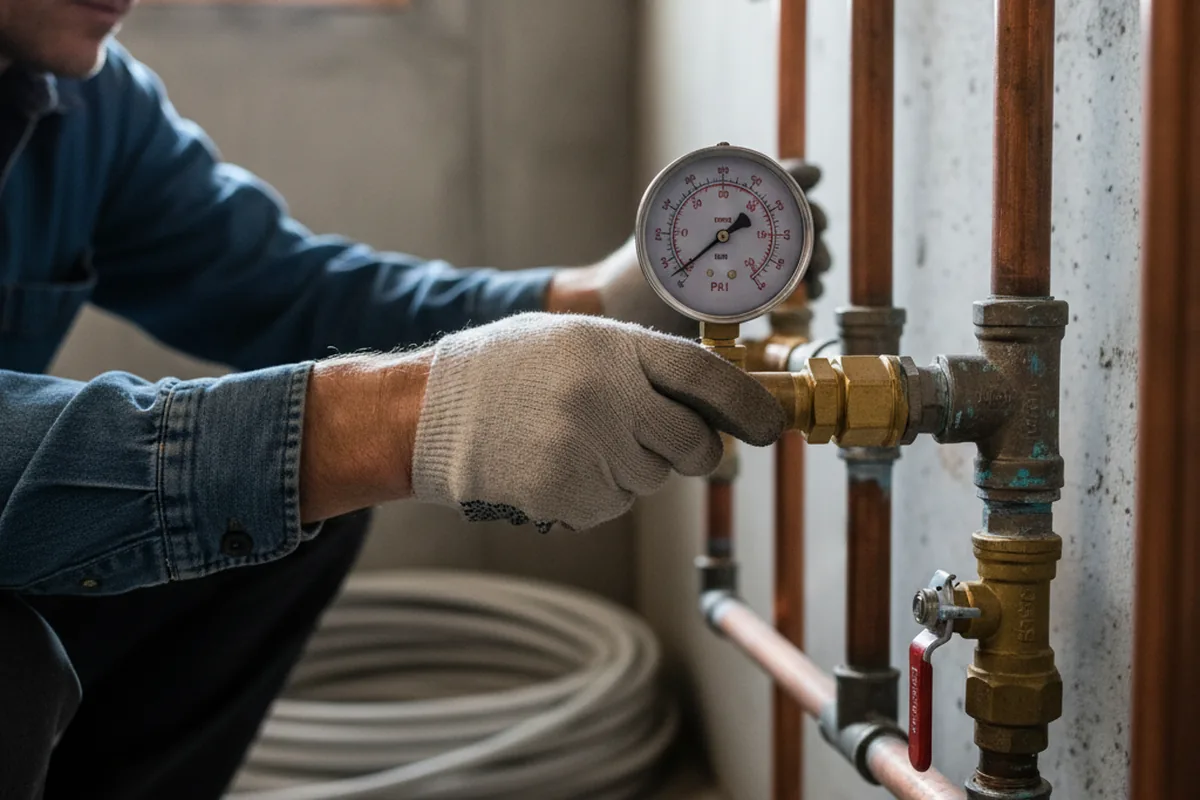 Pressure testing a repaired line during Water Line Repair in North Falmouth